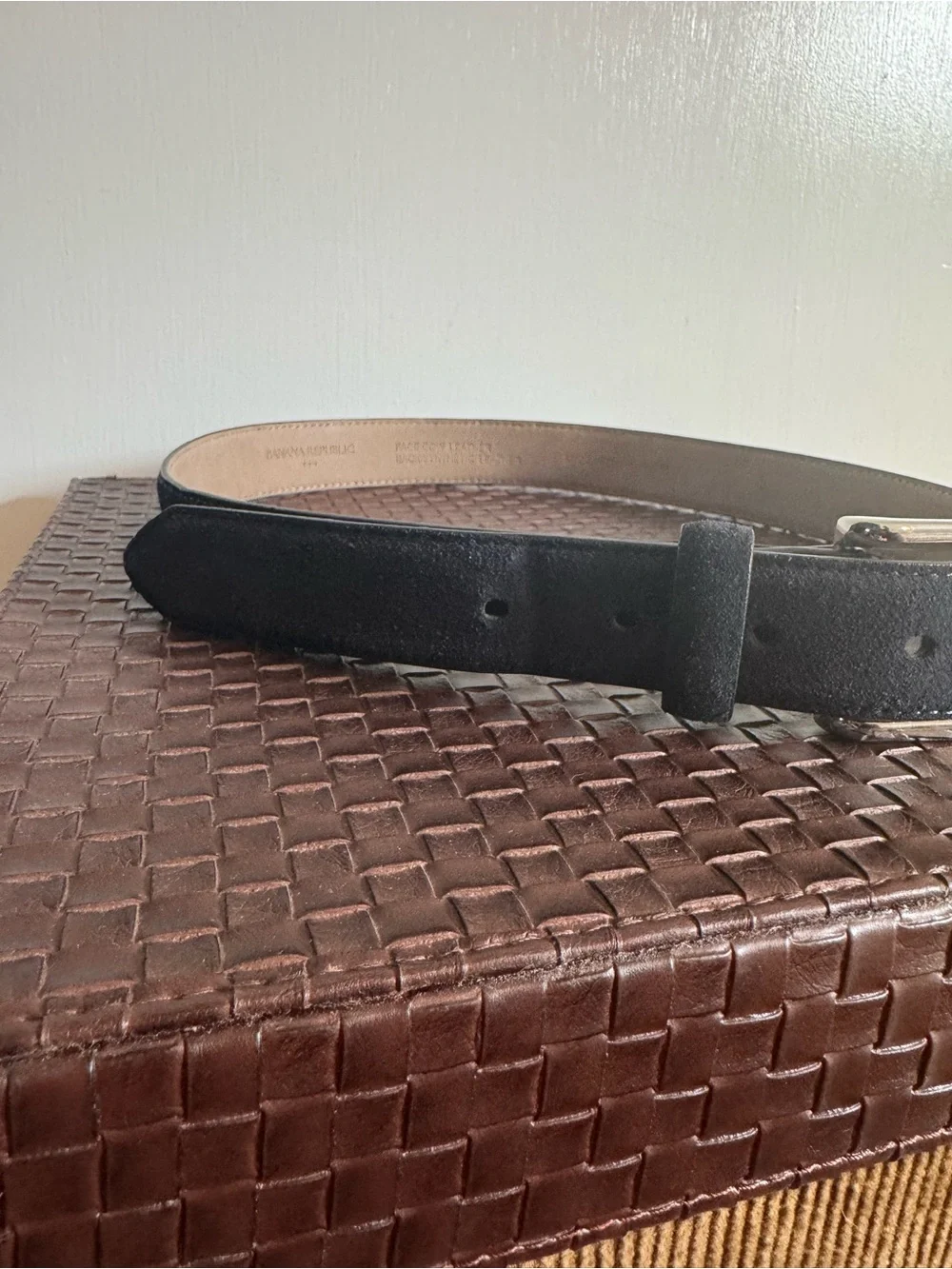 Banana Republic Blue Suede Belt with Silver Buckle
